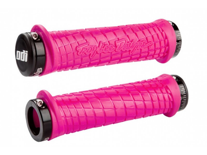 Гріпси ODI Troy Lee Designs Signature MTB Lock-On Bonus Pack Pink w/ Black Clamps (рожеві, з чорними замками)